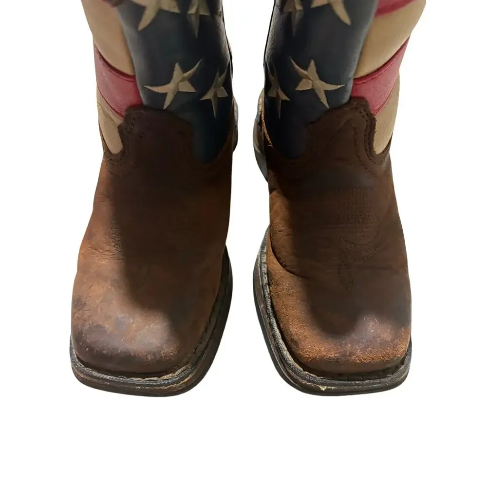 Lil‎ Durango USA Union Flag Brown Boots 4th of July Memorial Youth 8.5 America